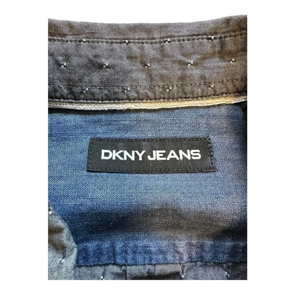DKNY Jeans Button-Up Shirt Short Sleeve Flap Chest Pocket Collared Cotton Size L - Picture 6 of 10